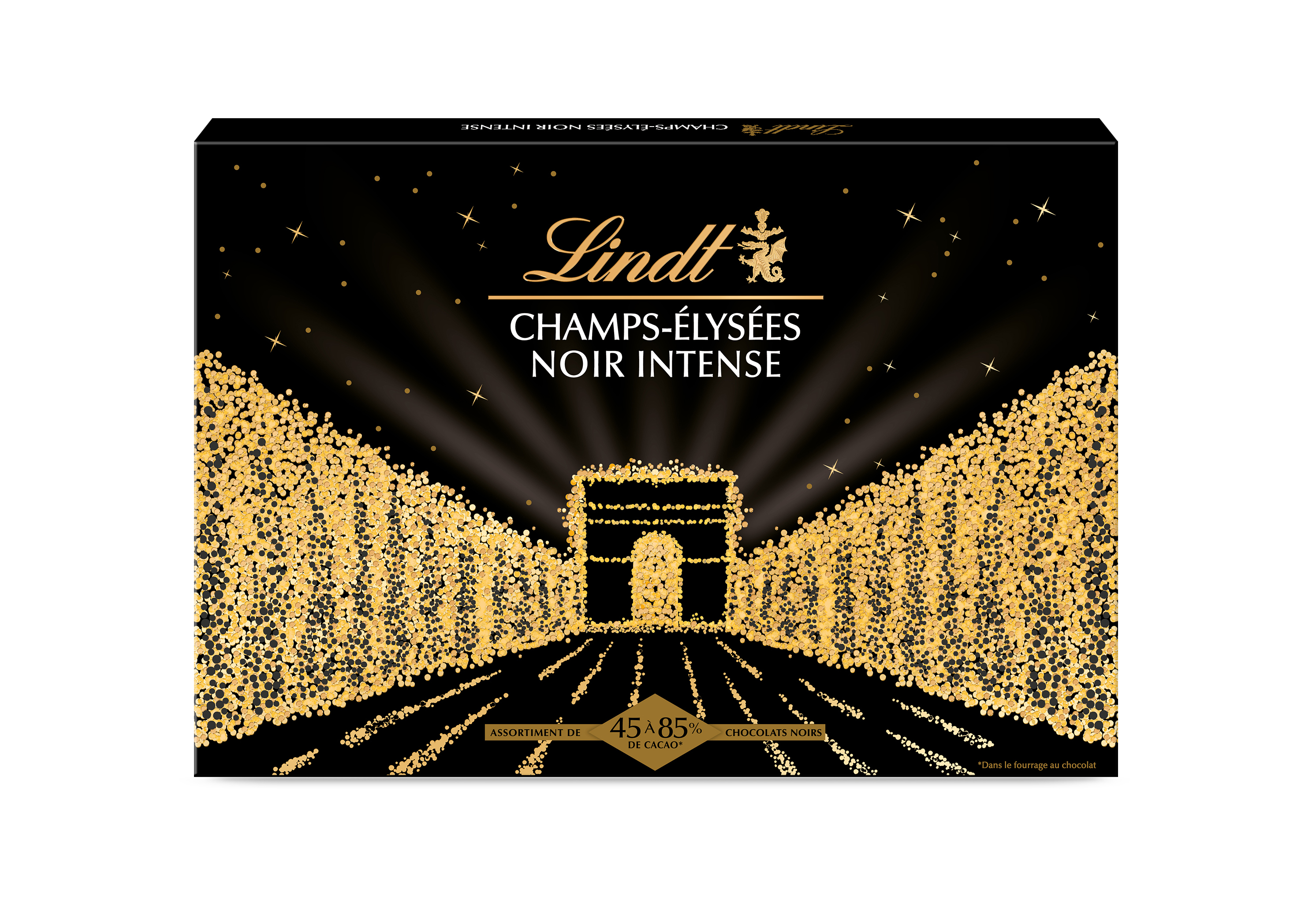 LINDT Champs-Elysées noir intense assortiment de chocolats noirs 40 pièces  395g pas cher 