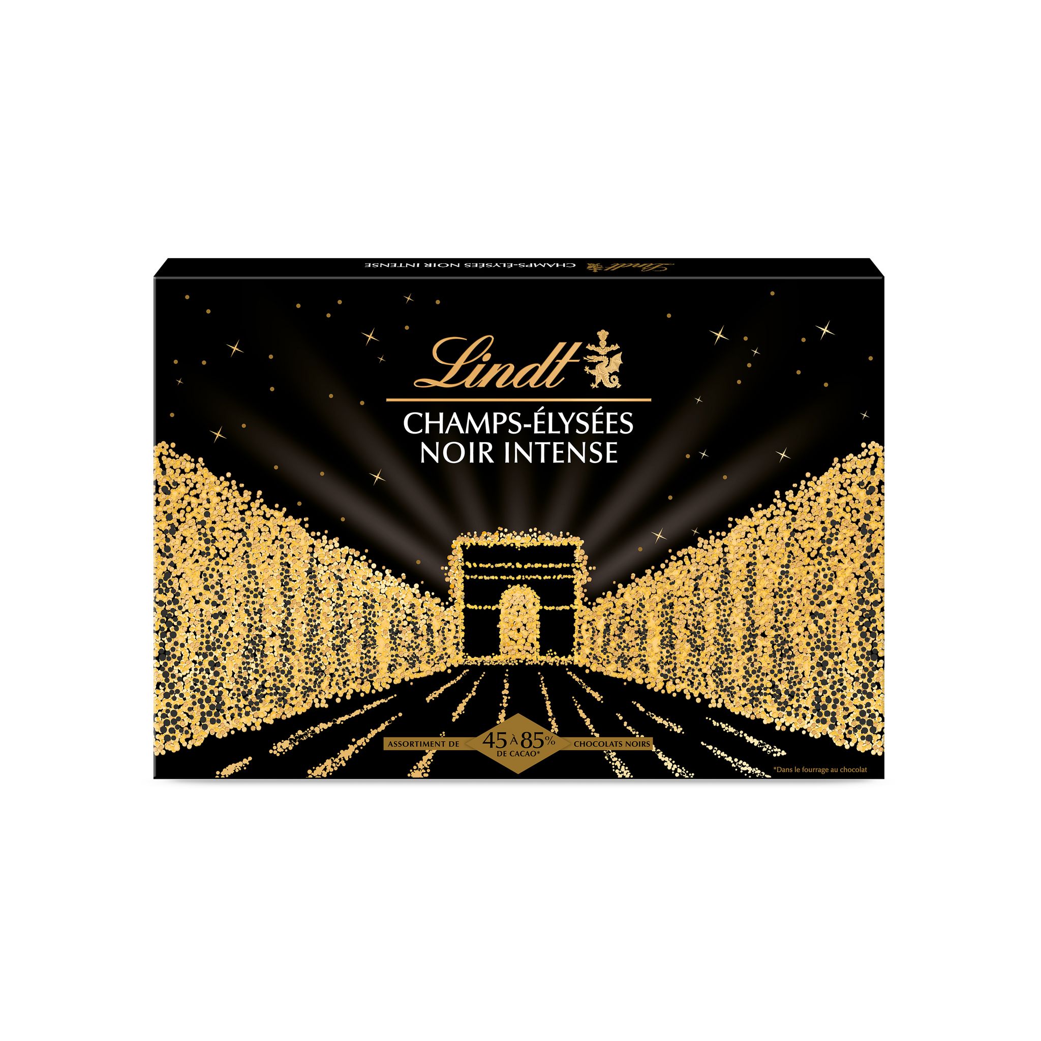 LINDT Champs-Elysées noir intense assortiment de chocolats noirs 40 pièces  395g pas cher 