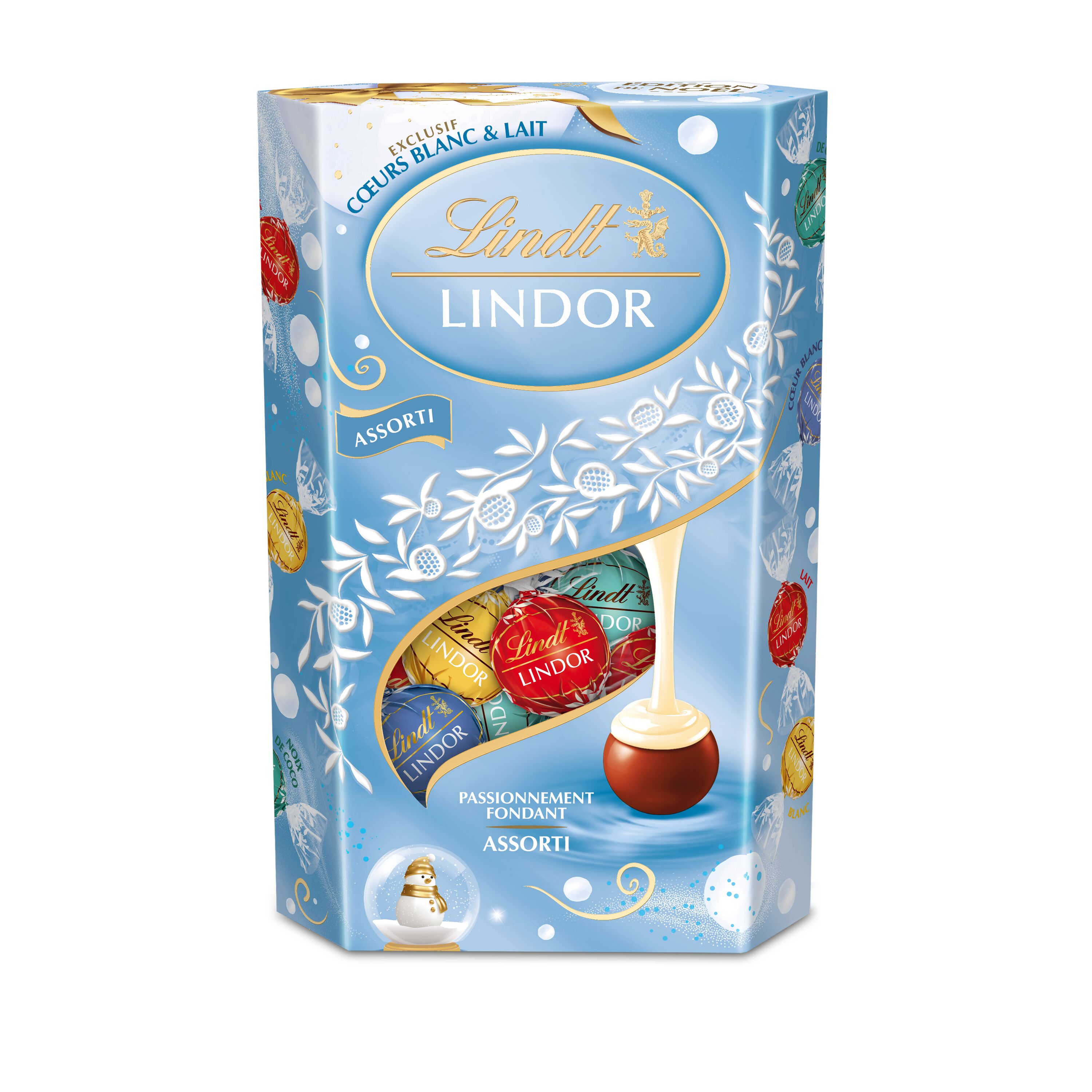 LINDT Lindor assortiment de bouchées de chocolat extra-fins au lait, blancs  et noirs 337g pas cher 