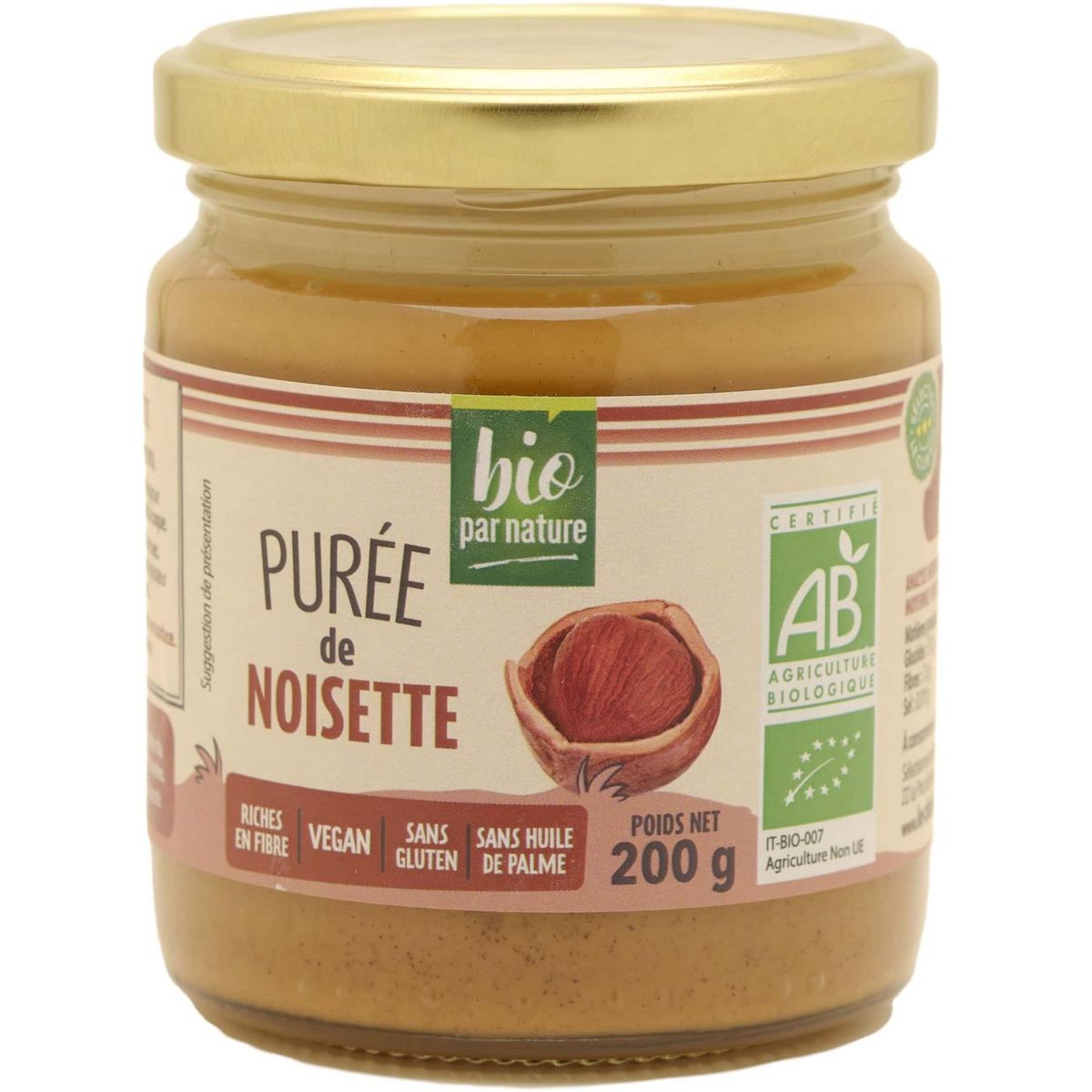 BIO PAR NATURE Purée de noisette bio 200g pas cher 