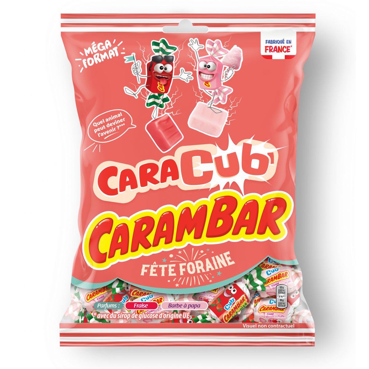 CARAMBAR Caracub fête foraine parfum fraise et barbe à papa 400g