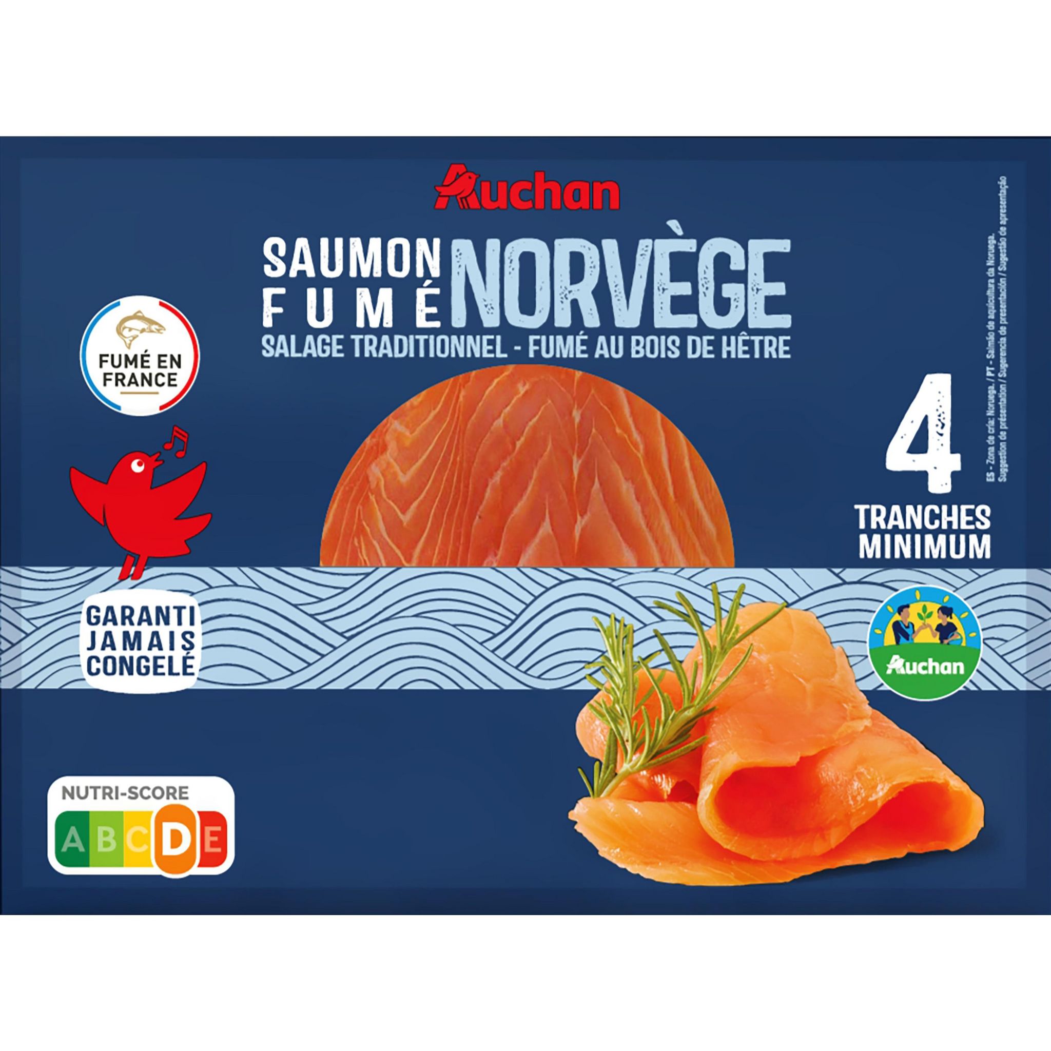 4 tranches de saumon fumé bio surgelés Picard