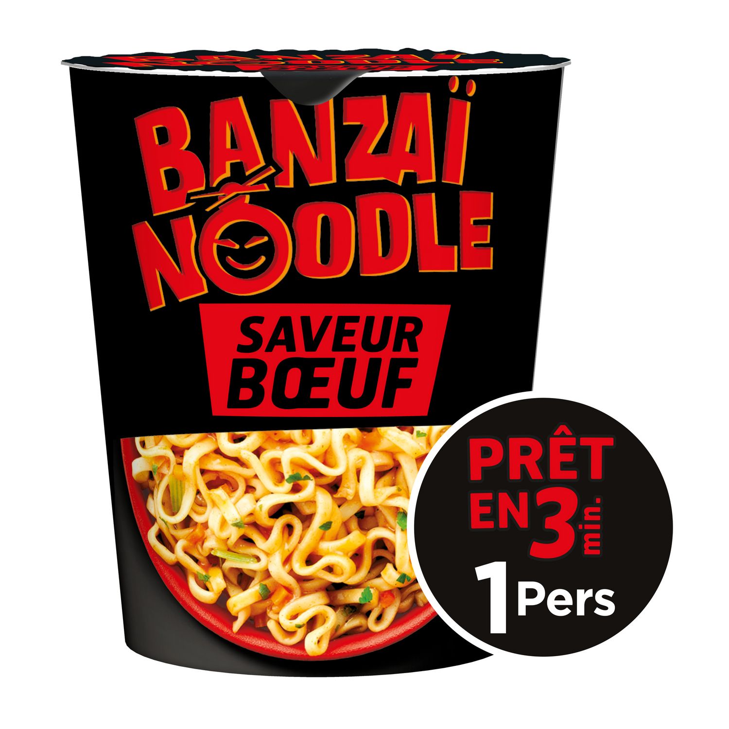 1 sachet de Banzaï Noodle saveur boeuf de Lustucru contient 4,9 dosettes de  sel soit 3,9g