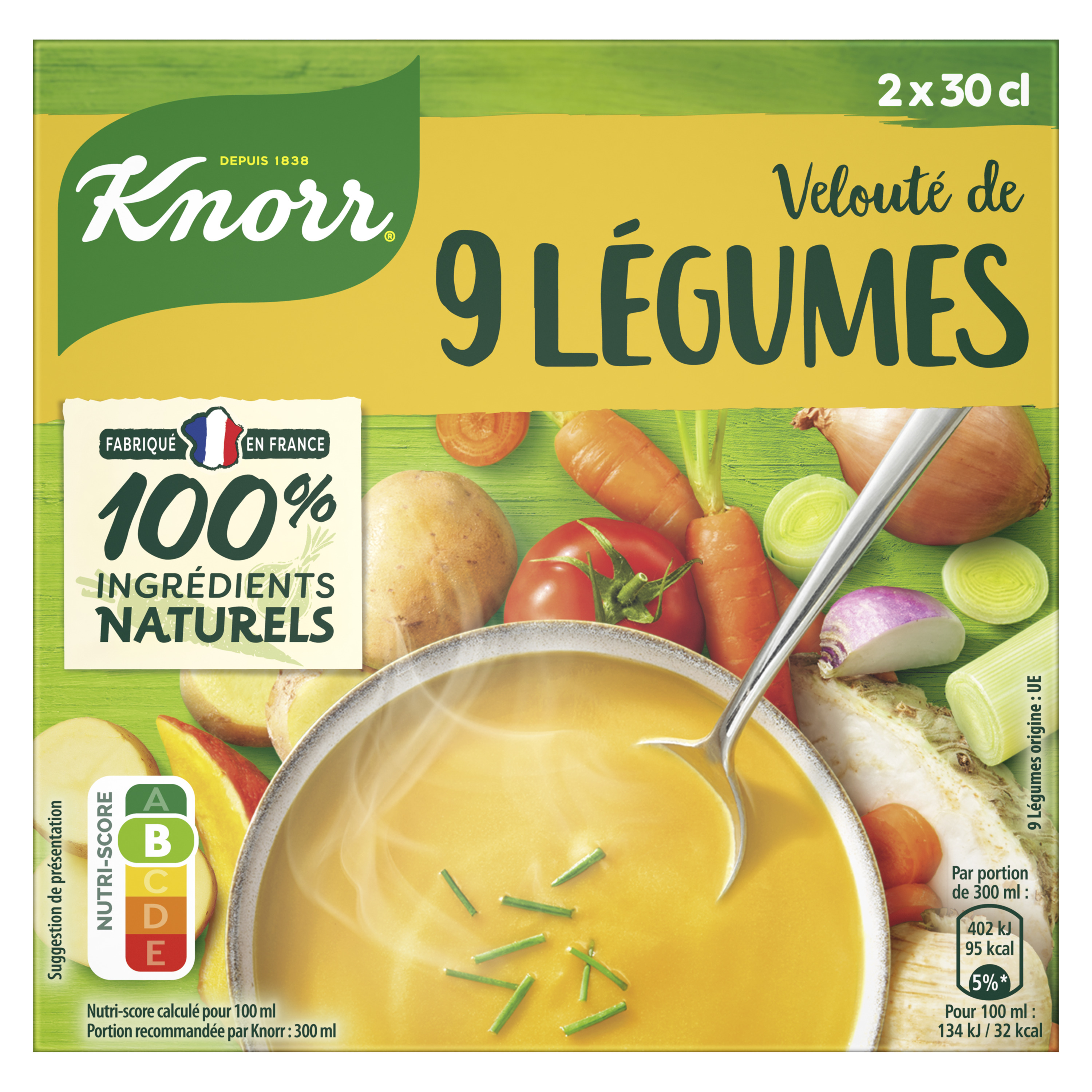 KNORR Soupe veloutée 9 légumes 2 personnes 2x30cl pas cher 