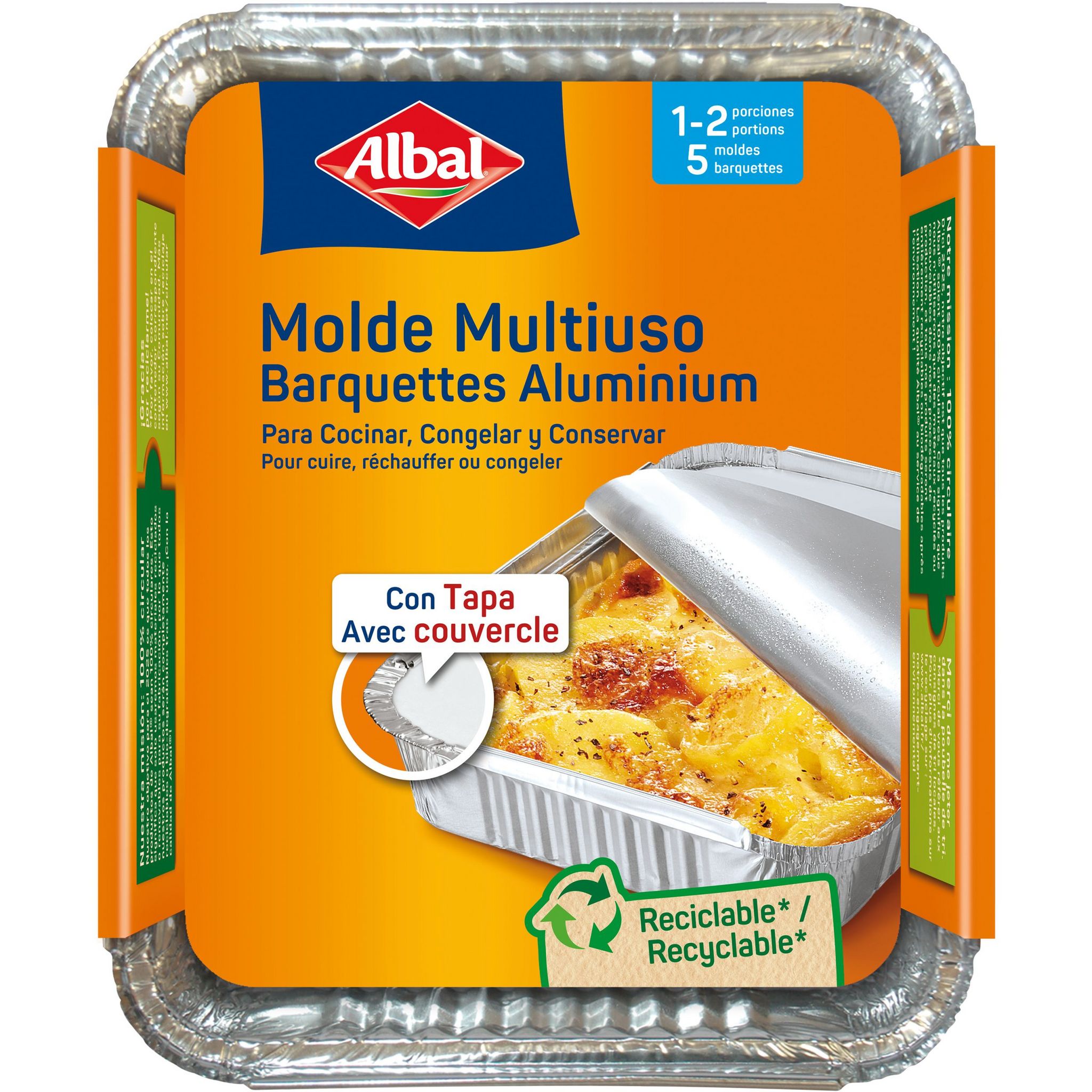 AUCHAN Barquettes aluminium plates avec couvercles 2l 5 barquettes pas cher  