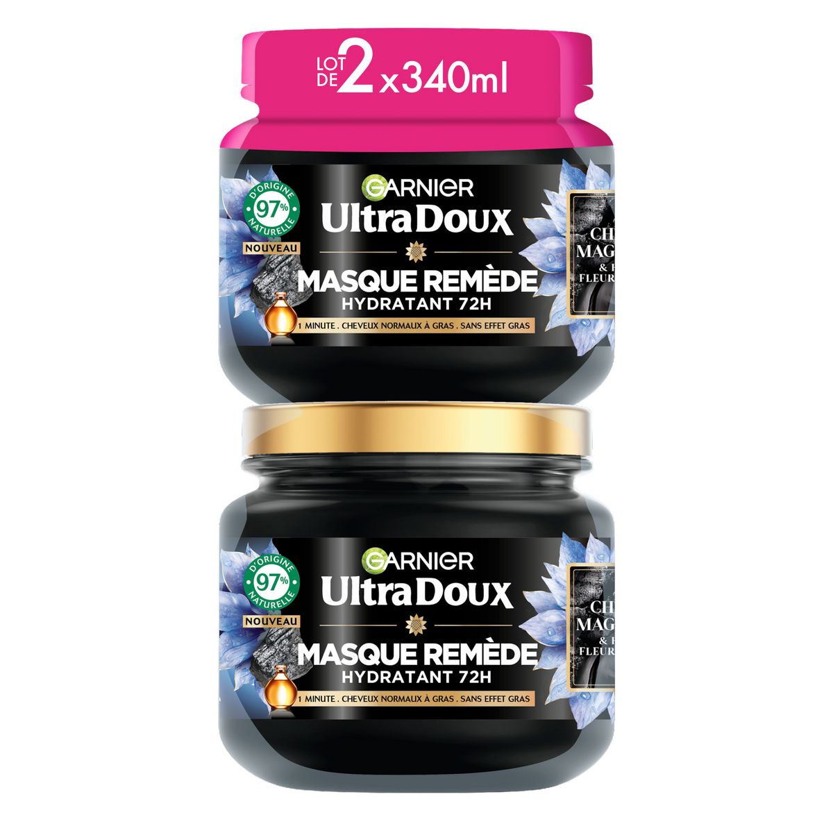 ULTRA DOUX Masque remède hydratant 72h charbon magnétique et huile de ...