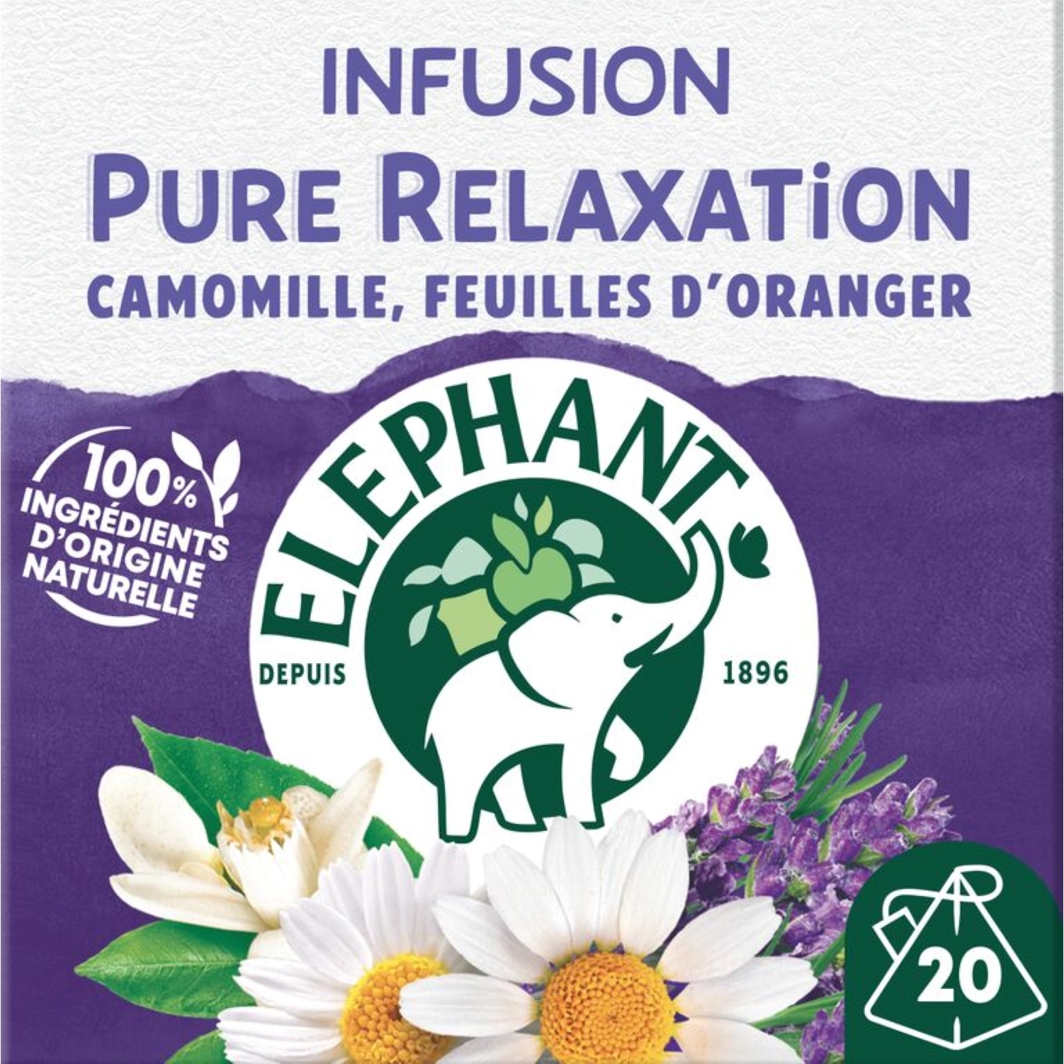 Infusion êve de Nos égions camomille et lavande ELEPHANT : la boite de 20  sachets à Prix Carrefour