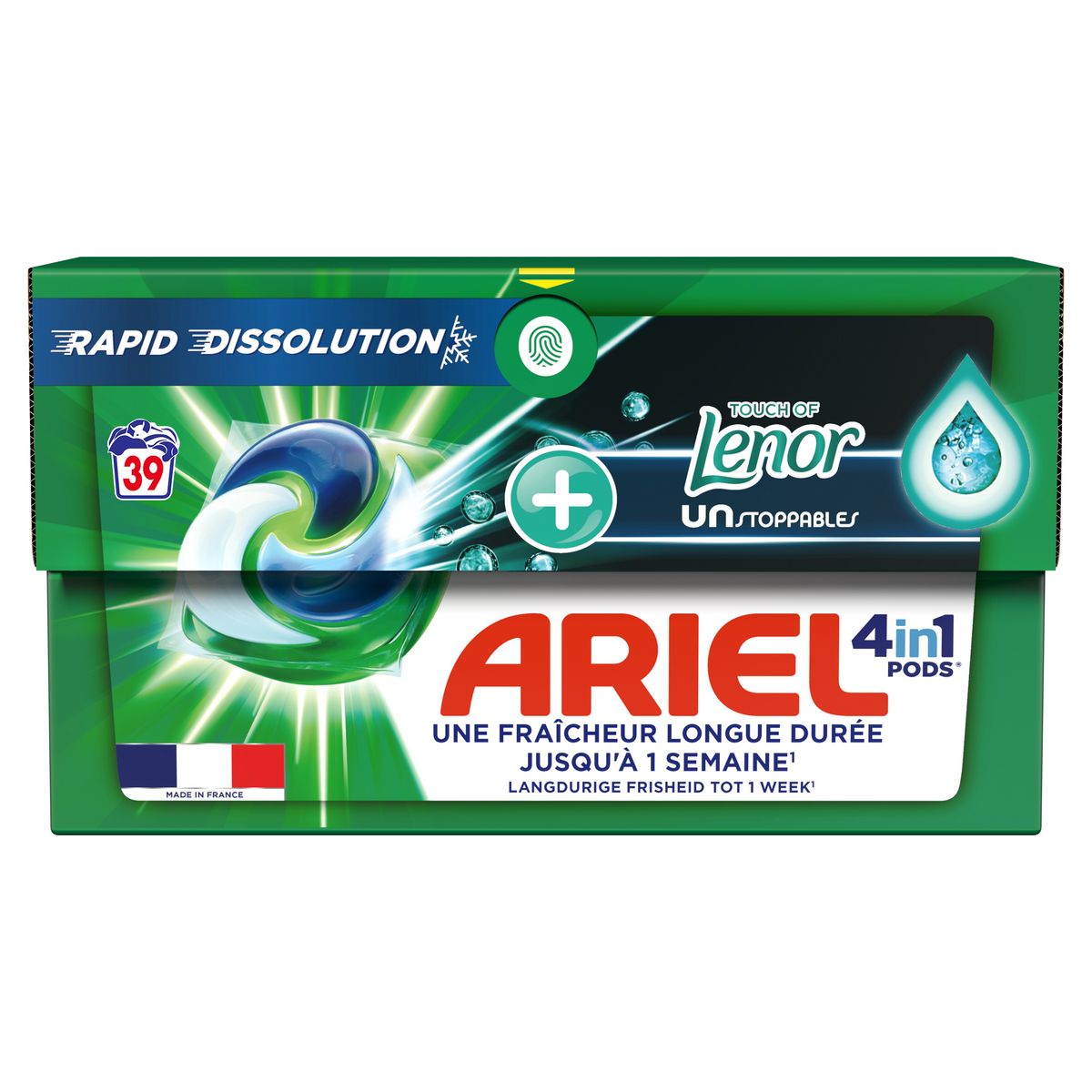 Lessive capsules Ariel Allin1 pods + Lenor unstopabbles x38