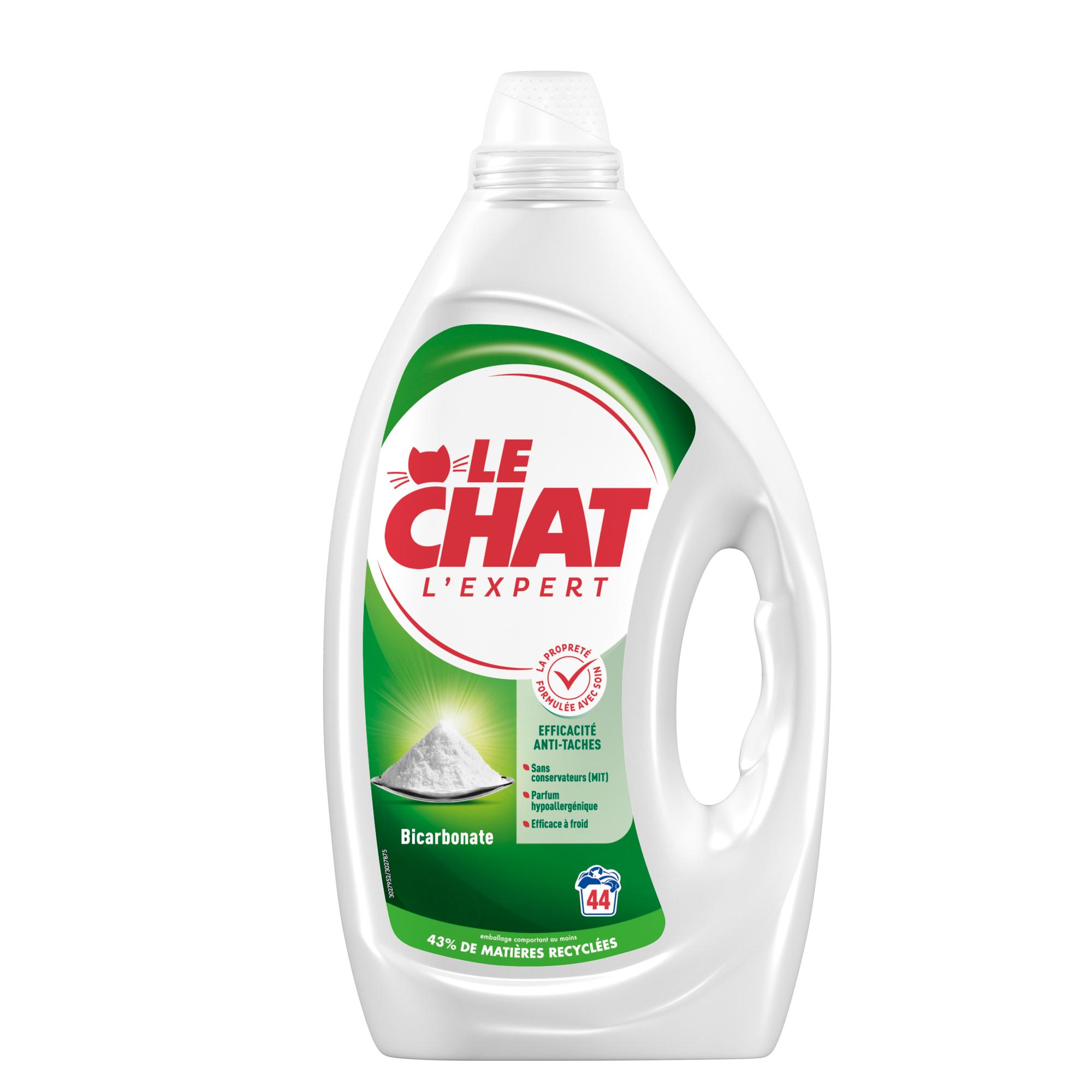 Le Chat L'Expert – Lessive Liquide au Bicarbonate – 80 Lavages (Lot de 2 x  2L) : : Epicerie