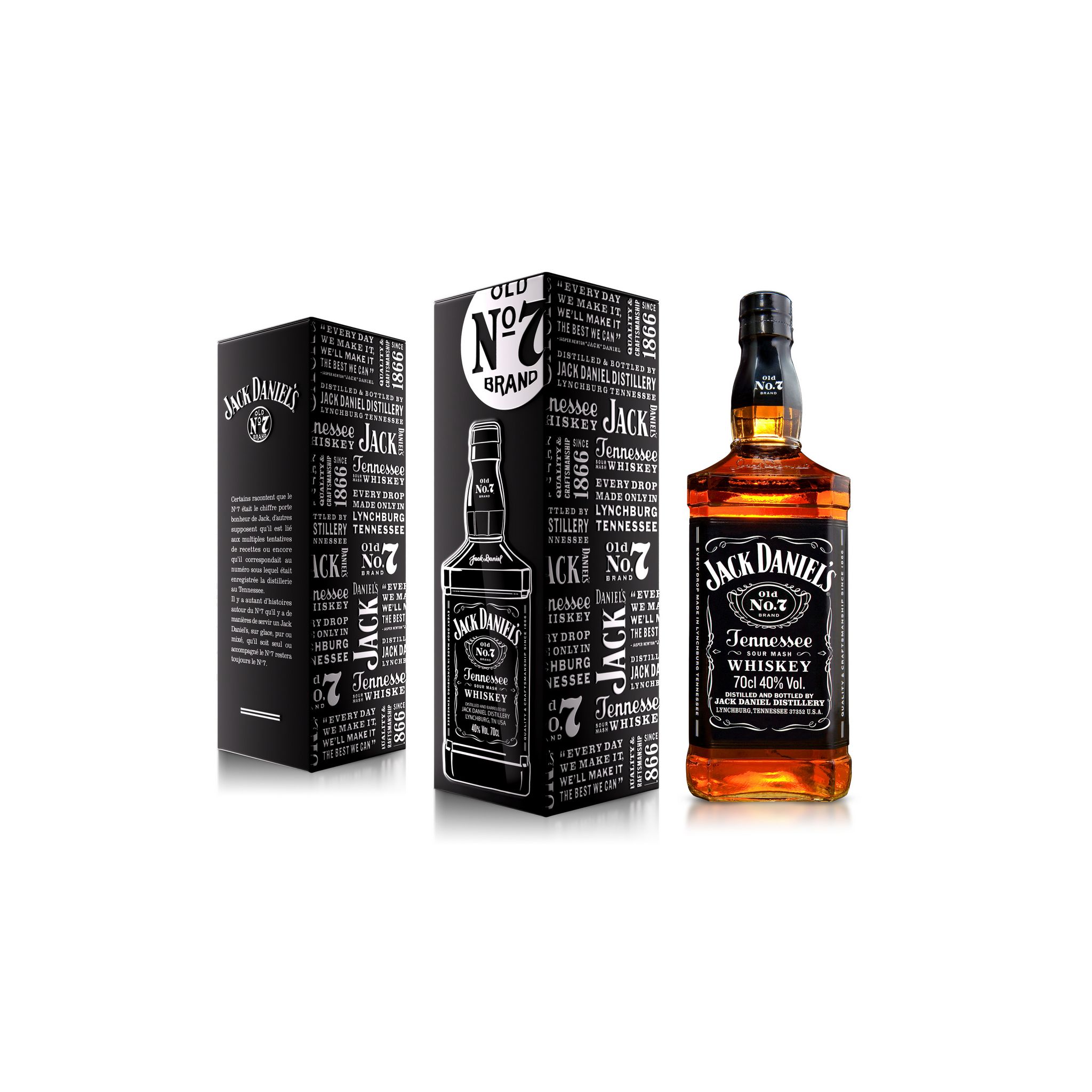 JACK DANIEL'S Coffret Whiskey Tennessee Old n°7 40% 70cl pas cher