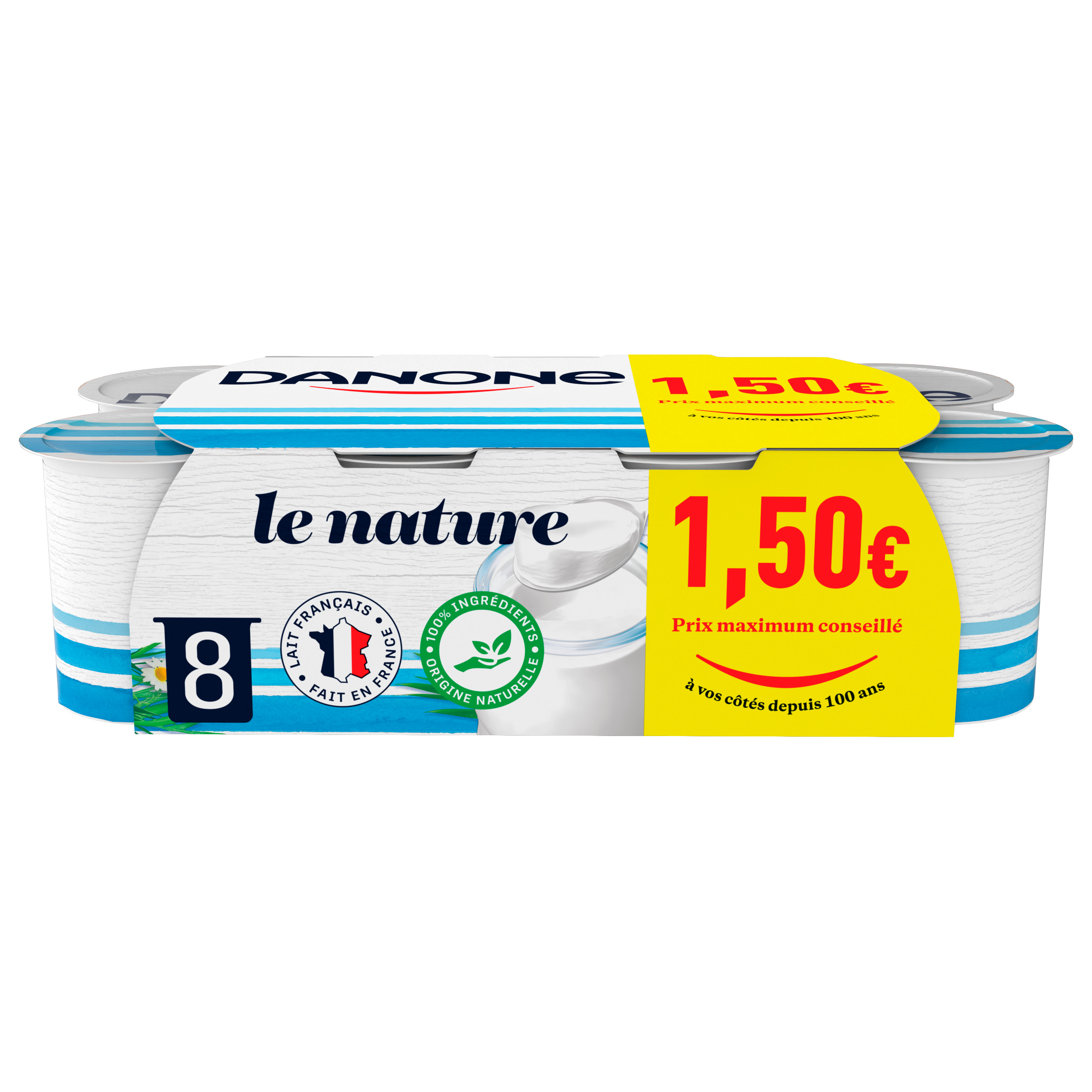 DANONE Le Yaourt nature 12+4 offerts 16x125g pas cher 