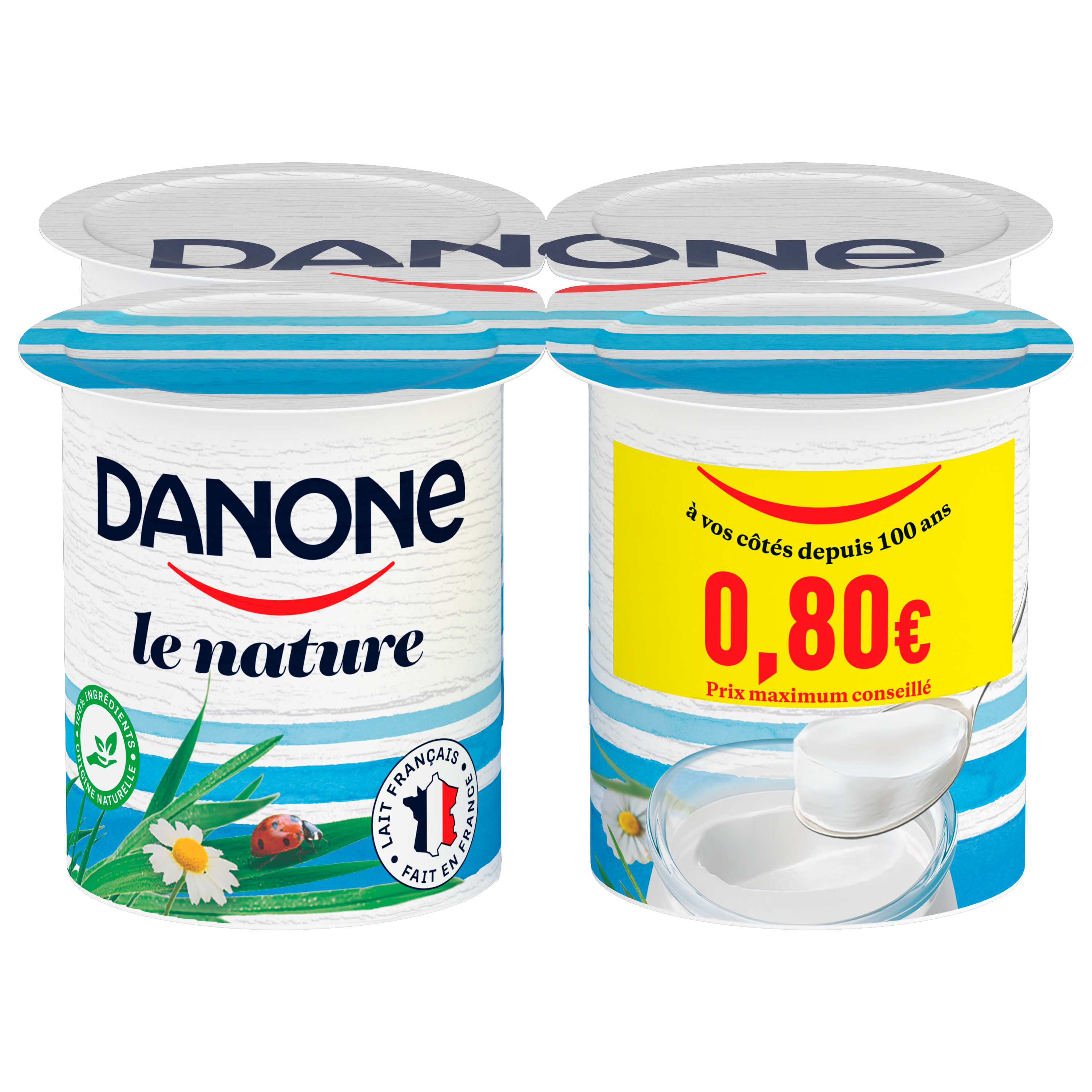 DANONE Le Yaourt nature 12+4 offerts 16x125g pas cher 