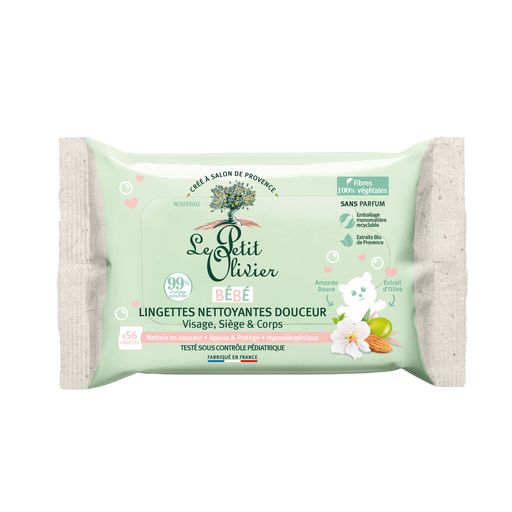 le petit olivier  Lingettes Nettoyantes Douceur Visage, Siège & Corps Bébé  Lingettes - Bébé - 56 un