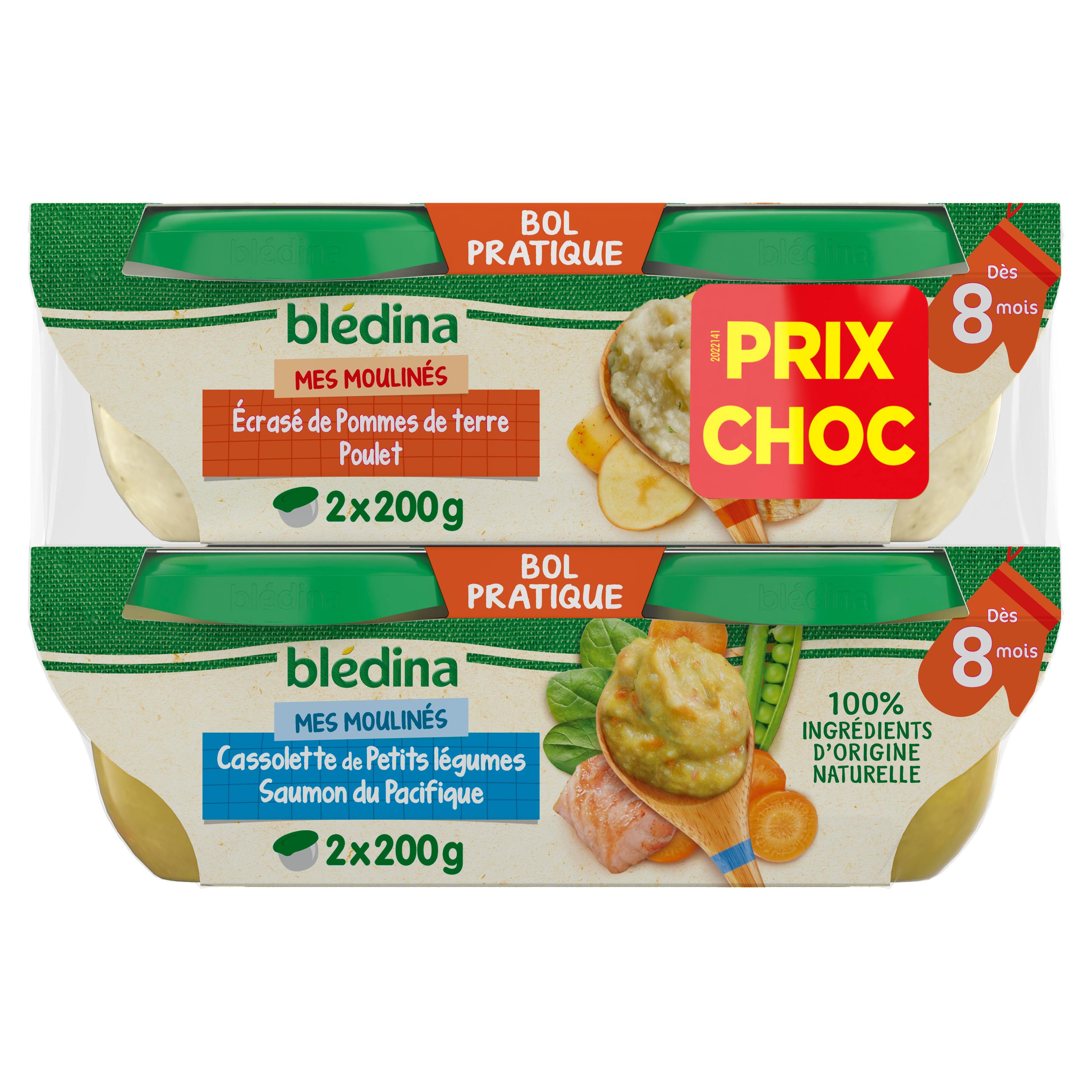 Petit pot bébé dès 8 mois jardinière de légumes poulet, ratatouille riz  poisson et carottes patates douces BLEDINA