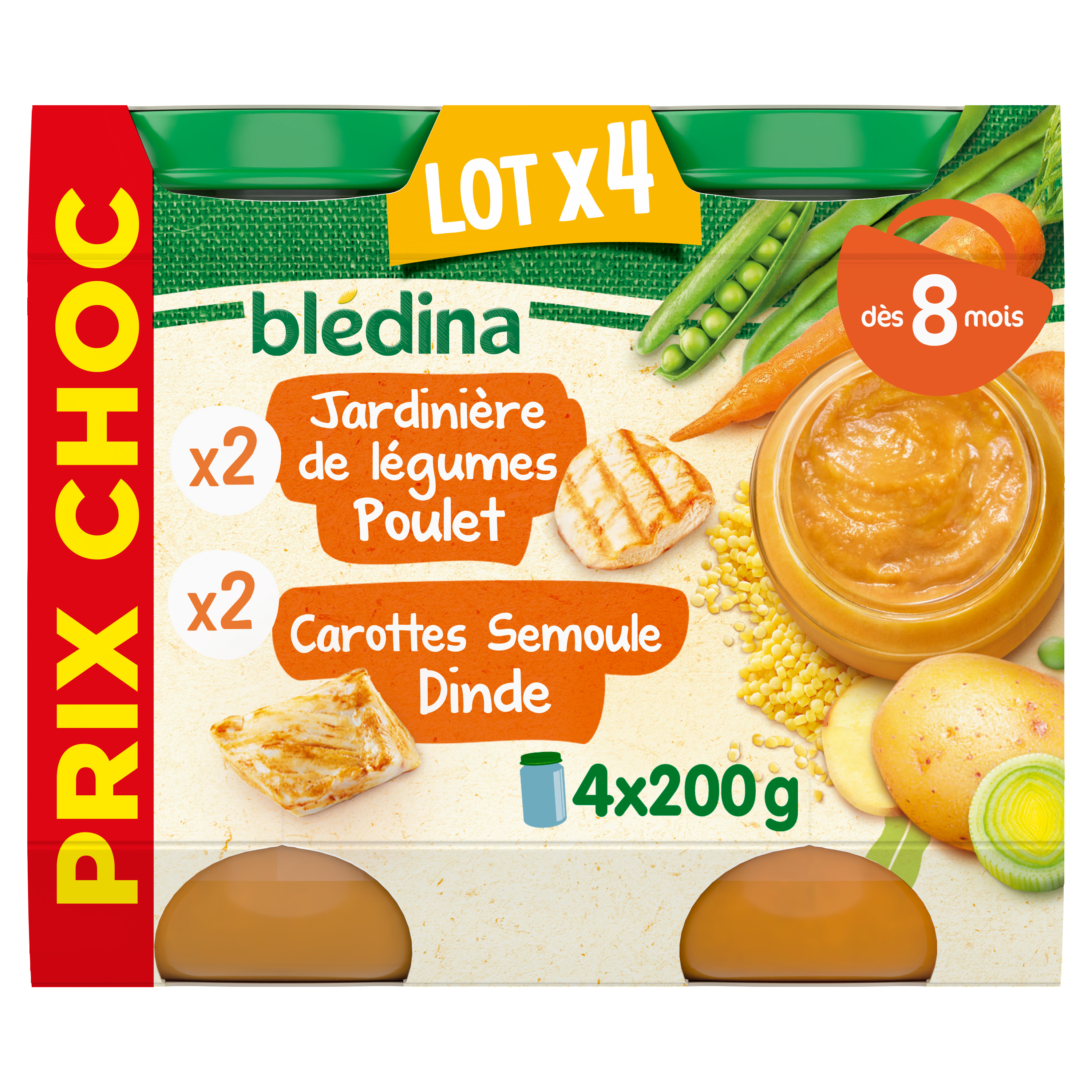 Petit pot jardinière de légumes, poulet - dès 8 mois, Blédina (2 x 200 g)