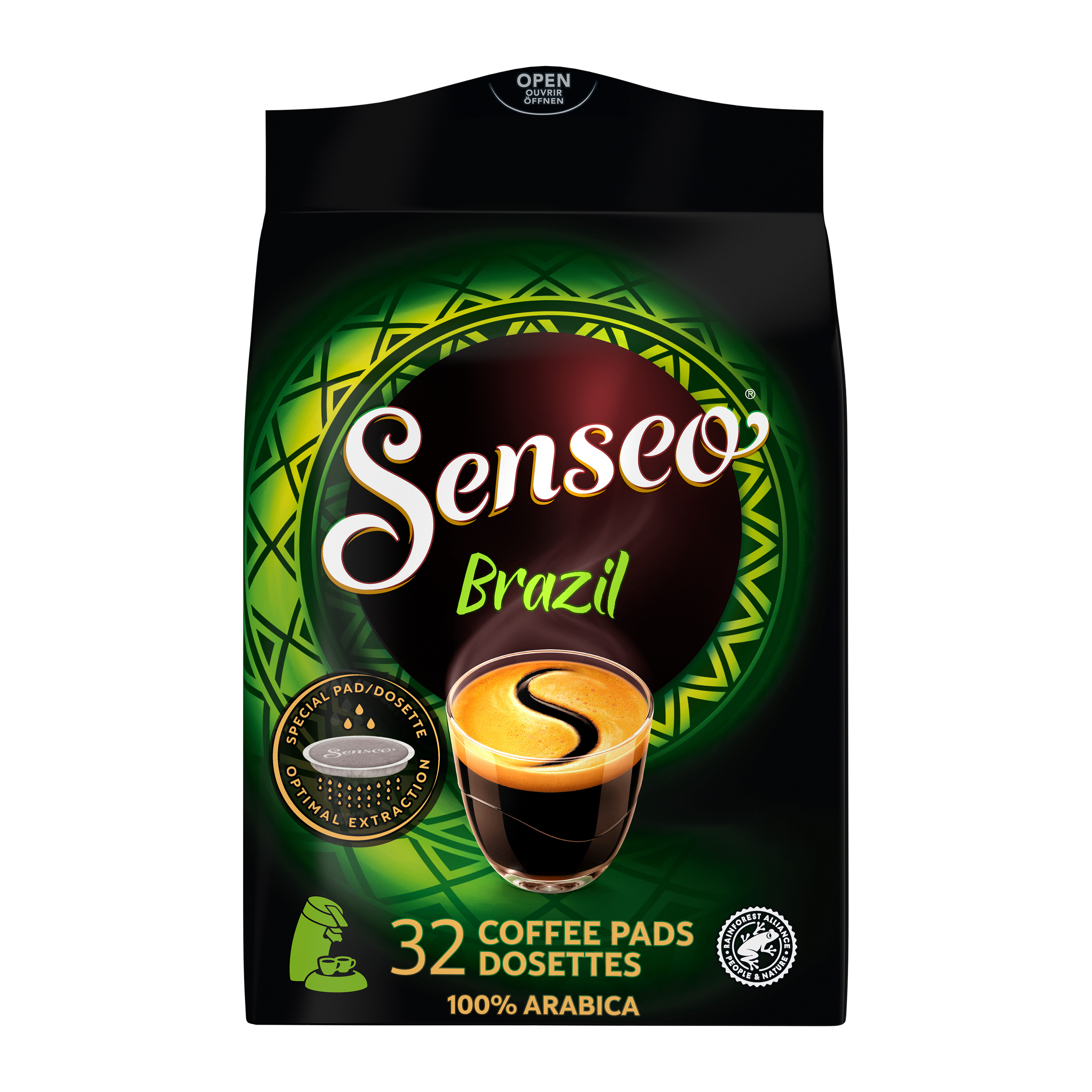 AUCHAN Dosettes de café doux intensité 3 compatibles Senseo 36