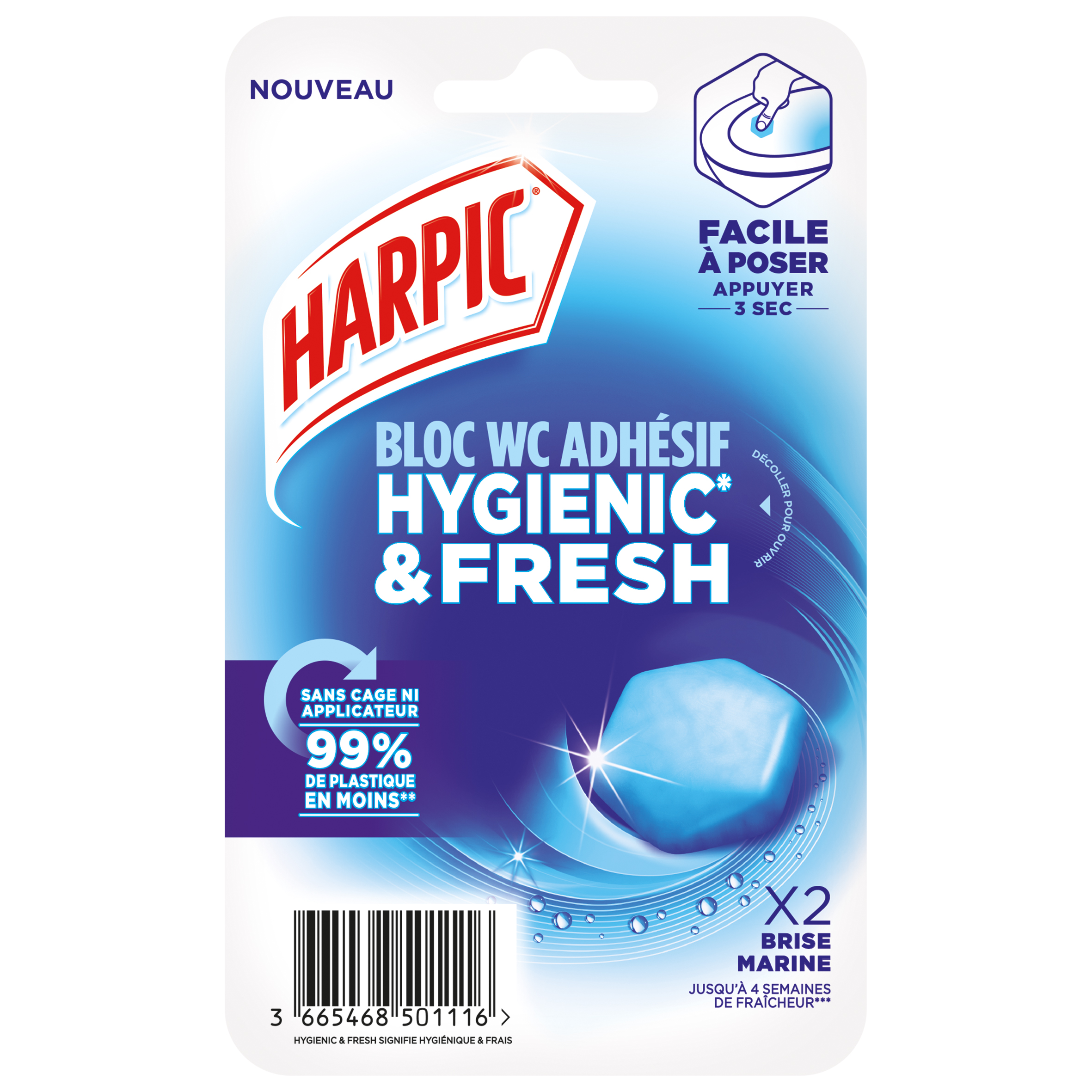 Bloc WC NET ENERGY 5 - Eau Bleue - Anti-Tarte - Fraîcheur Marine