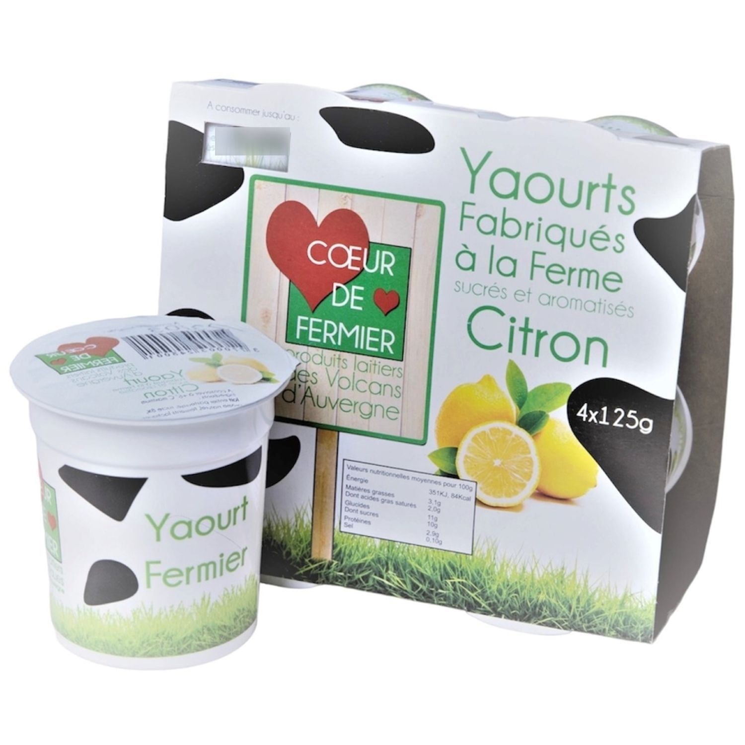 Yaourt aromatisé à la vanille 4x125g, Lait de vache