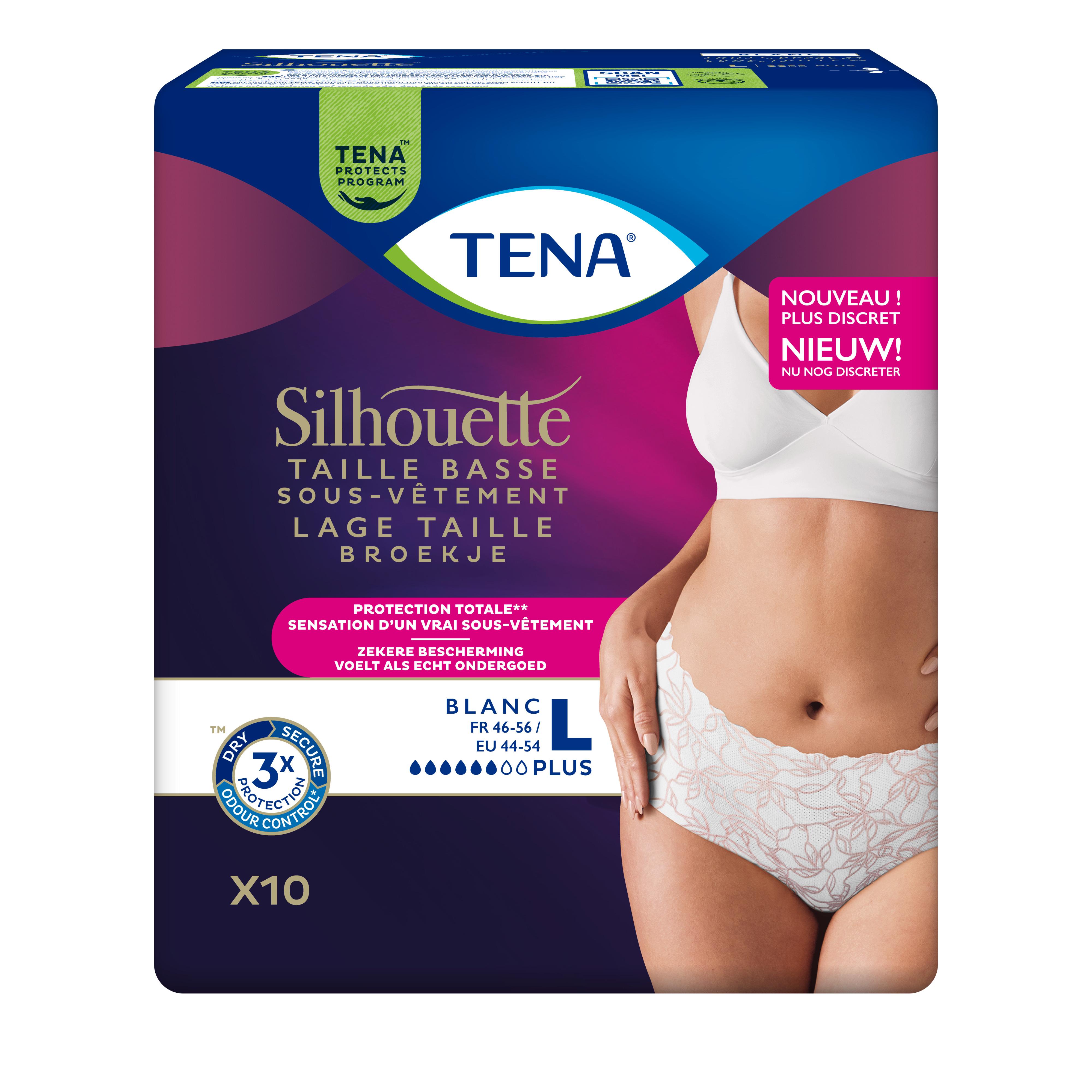 TENA Sous vetement taille basse blanc taille L 10 culottes pas cher Auchan