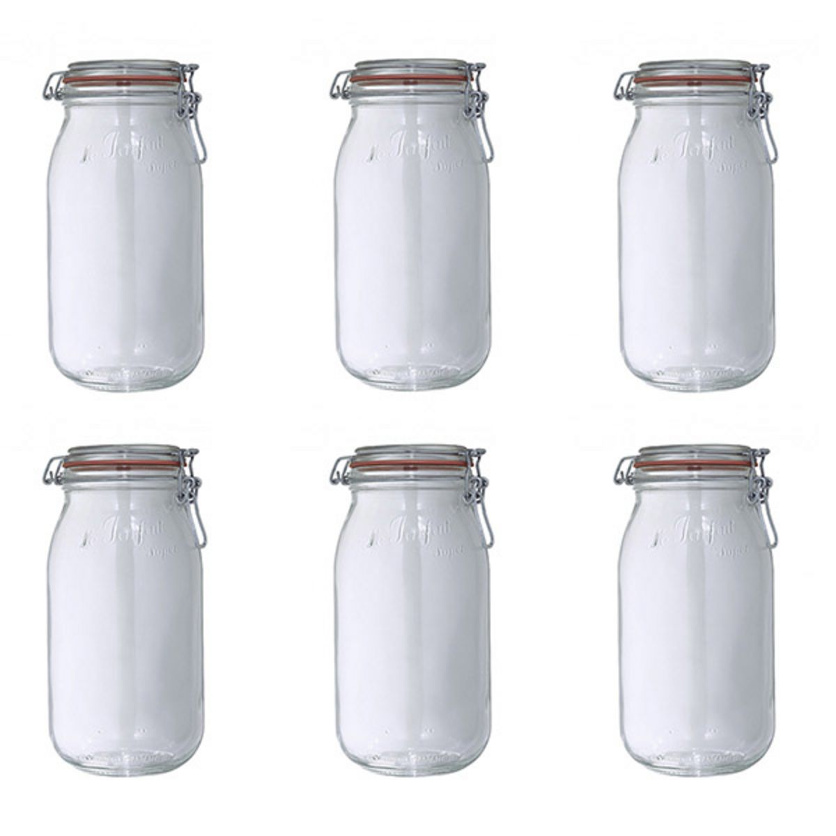 Lot De Bocaux En Verre Pas Cher Le parfait Lot de 6 bocaux en verre 2l - 900509 pas cher - Auchan.fr