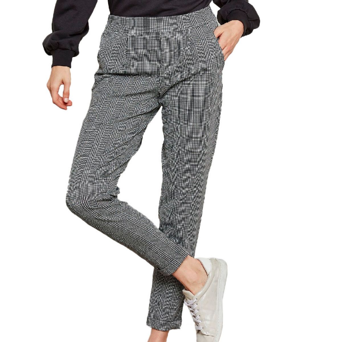 Pantalon à carreaux gris femme new arrivals