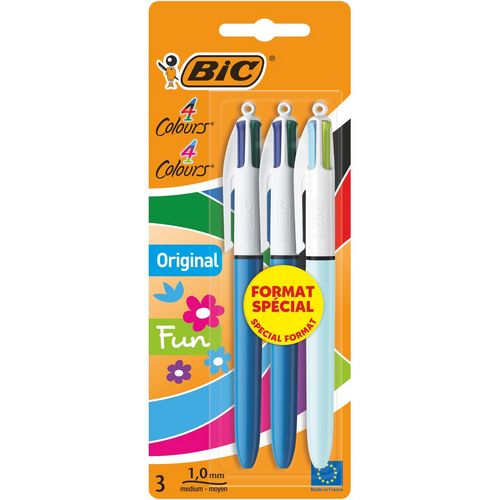 Lot de 3 stylos bille rétractables pointe moyenne 2 originals + 1 fun