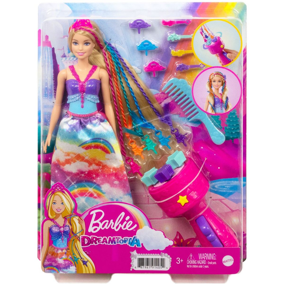 BARBIE Poup e Barbie Princesse Tresses Magiques pas cher Auchan