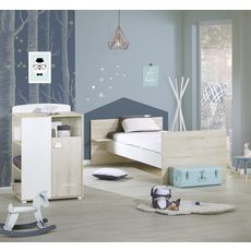 Baby Price Lit Bebe Combine 1x60 Cm Evolutif En 90x190 Cm Happy Hetre Cendre Pas Cher A Prix Auchan