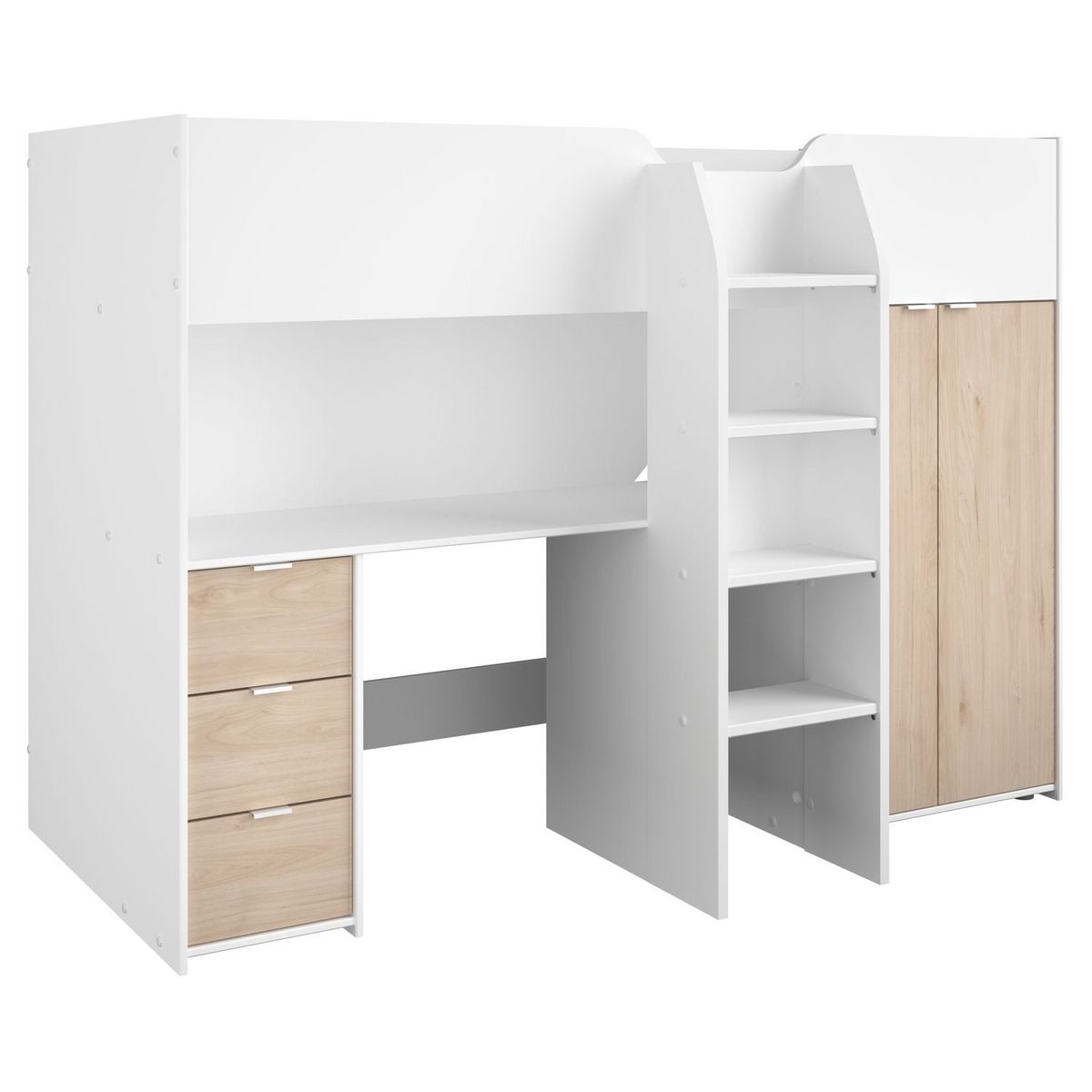 Lit mezzanine Jet avec bureau et armoire 90x200cm - vieux rose Moderne -  Trasman