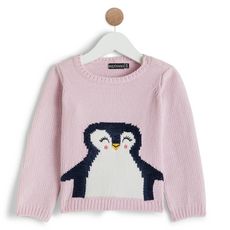 IN EXTENSO Pull laine pingouin bébé fille (Parme)