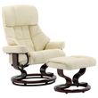 Fauteuil inclinable repose-pied Creme Similicuir et bois courbe
