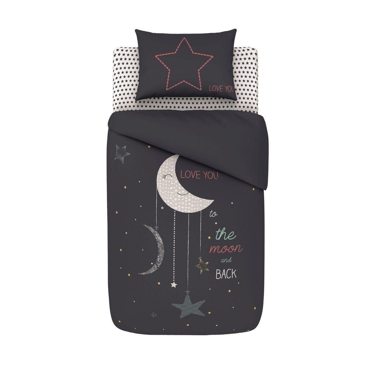 AUCHAN BABY Parure de lit bébé complète thème nuit garçon pas cher à