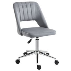 Vinsetto Chaise de bureau design contemporain hauteur réglable pivotant 360° piètement chromé velours bleu
