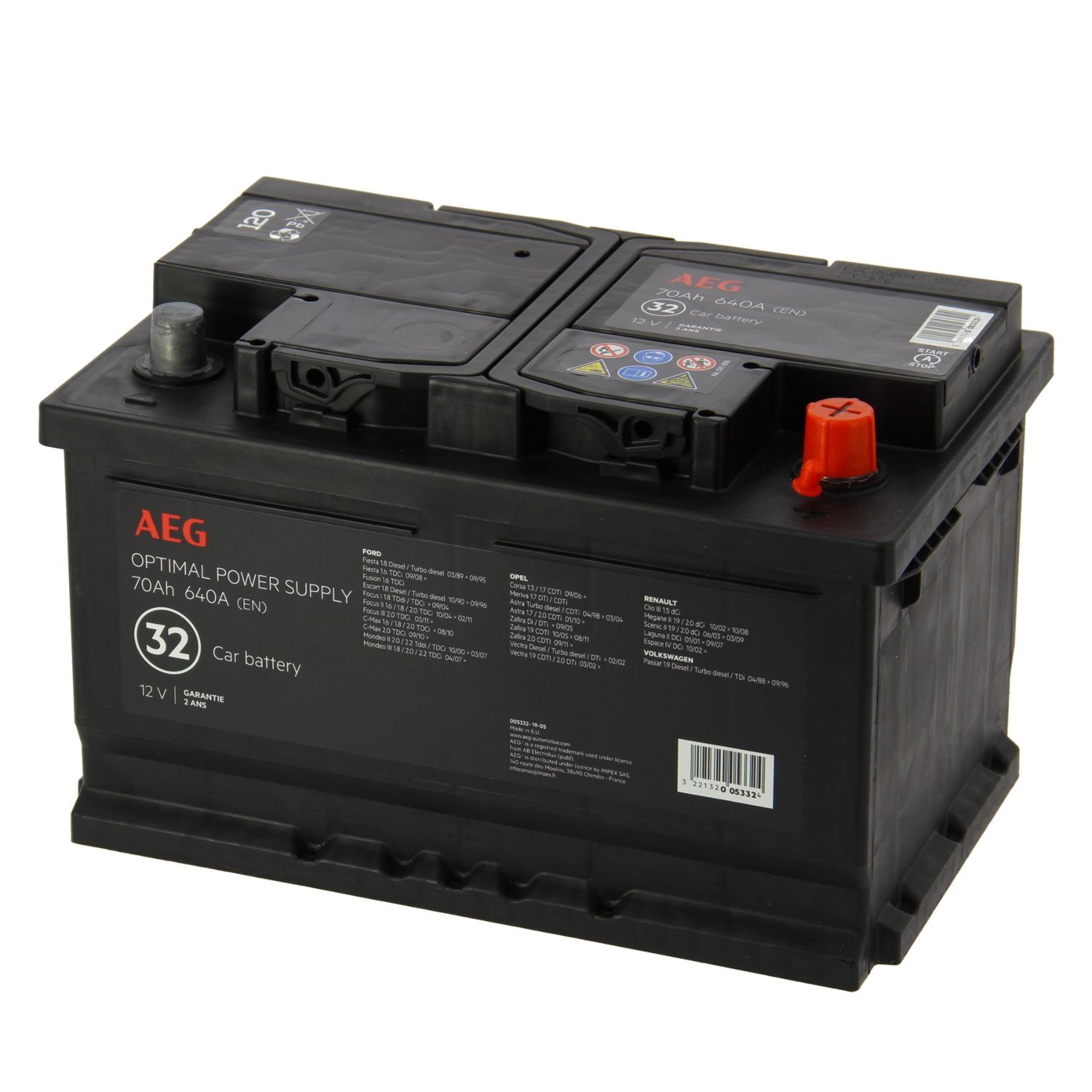 Batterie pour auto AEG 32 640A 70Ah L3B