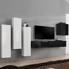 NOUVOMEUBLE Ensemble meuble TV design blanc et noir FORENZA