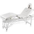 Table pliable de massage Blanc creme 4 zones au cadre aluminium