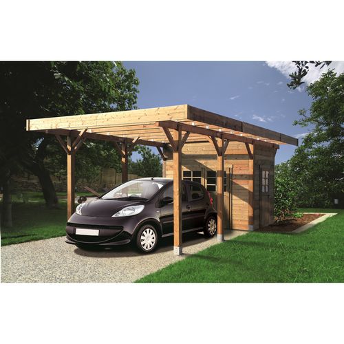 Carport avec remise bois Lyford, toit plat 11.26 m²