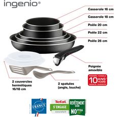 TEFAL Batterie de cuisine Ingenio Essential noir 10 pcs L2008902