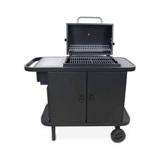  Barbecue charbon de bois - SNGONE 2.0 noir -barbecue connecté bluetooth à allumage automatique avec housse. plancha. lampe LED USB. porte-ustensiles. grille maintien au chaud & récupérateur de cendres