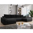 best mobilier mike - canapé panoramique - convertible - avec coffre - en velours - 7 places - style contemporain couleur - noir / gris