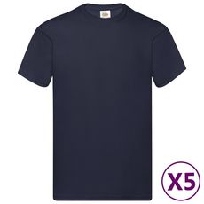 Fruit of the Loom T-shirts originaux 5 pcs Bleu marine S Coton