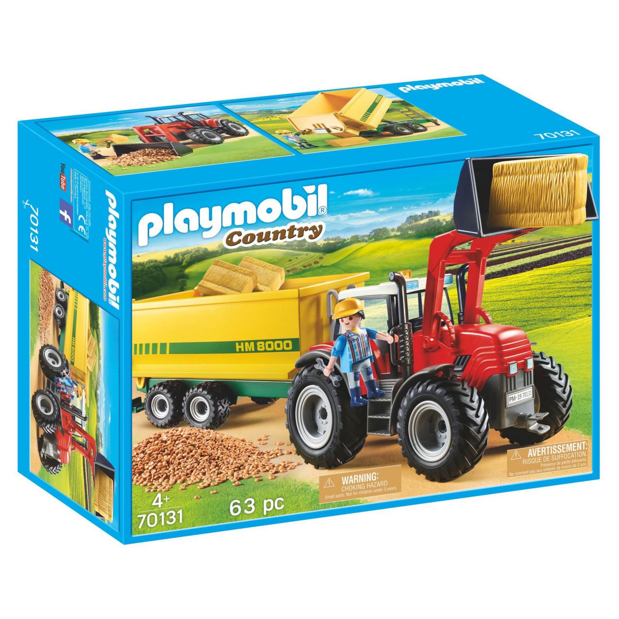 Playmobil - 6964 - 1.2.3 - Fermier avec tracteur et remorque