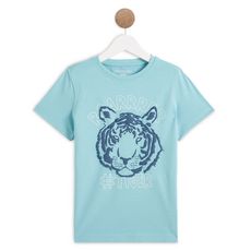 IN EXTENSO T-shirt manches courtes tigre garçon (Bleu turquoise)
