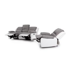 Ensemble canapé relax 3 places + fauteuil relax bimatière tissu simili HELENE