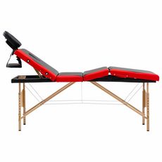 Table de massage pliable 4 zones Bois Noir et rouge