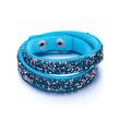 blue pearls bracelet orné de cristaux turquoises et argentés de swarovski et cuir turquoise - cry g160 f