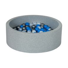  Piscine à balles Aire de jeu + 200 balles perle, bleu, argent