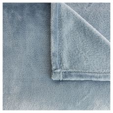 ACTUEL Plaid uni en flanelle de polyester 220gsm (Bleu gris)