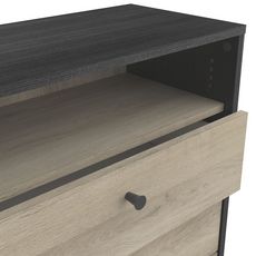Commode 3 tiroirs 1 niche style industriel L60cm SMART (Chêne noir)