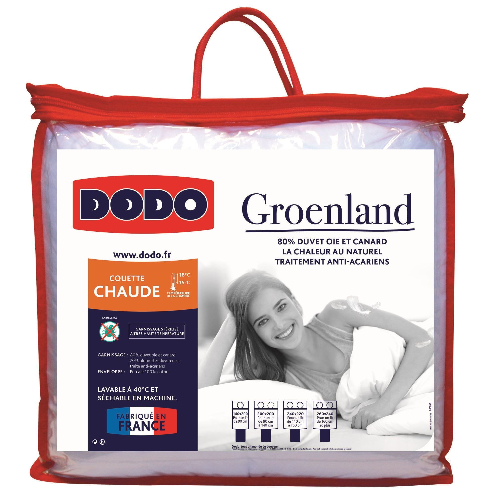 DODO Couette chaude percale 80% duvet 20% plumettes GROENLAND pas